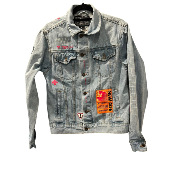 Trademark Brooklyn Cloth Men's Size Small Denim Blue Jacket New Age Graphic - Picture 2 of 12
